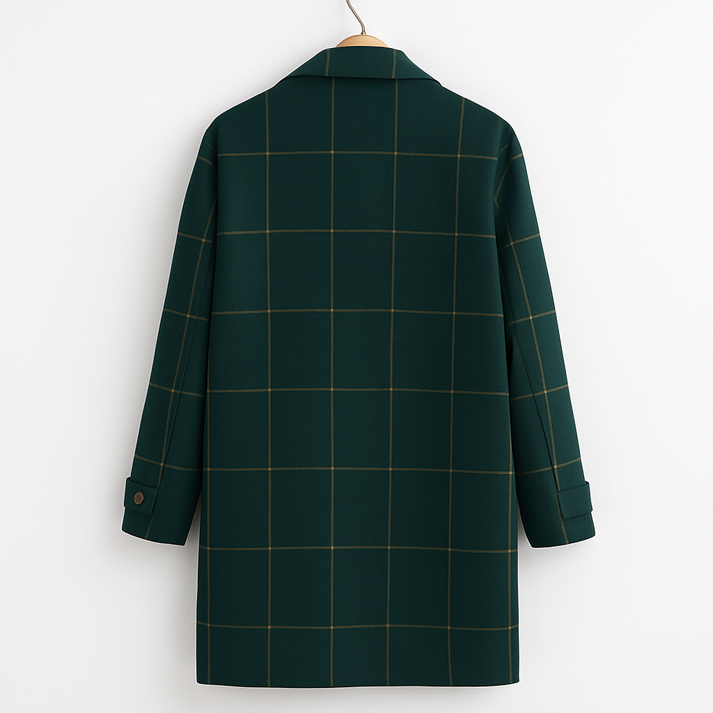 Liora™| Klassisk rutig ullkappa