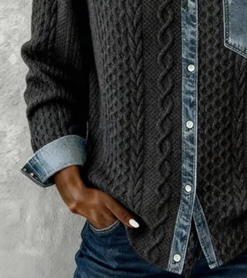 Liora | Patchwork-tröja med kontrasterande detaljer