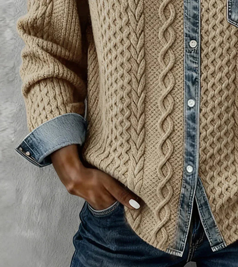 Liora | Patchwork-tröja med kontrasterande detaljer