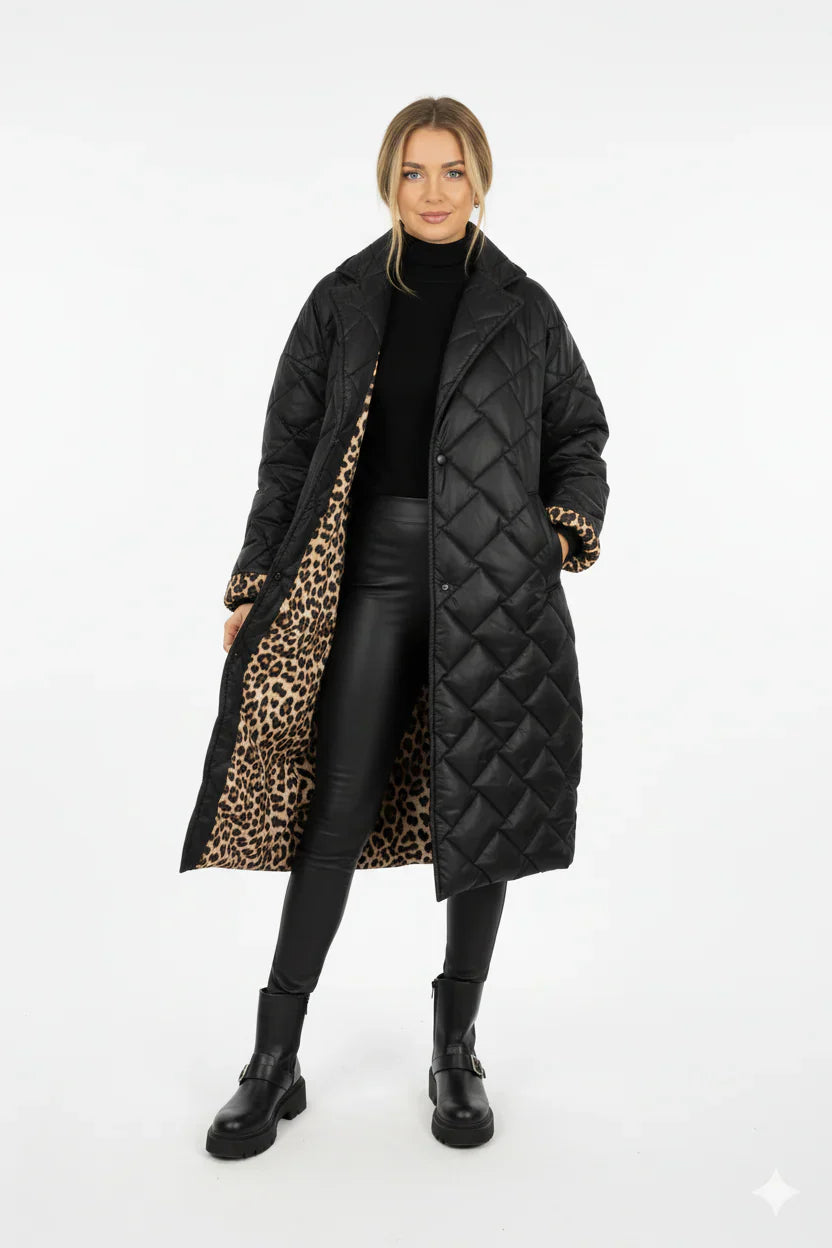 Ella™ | Dubbelvävd jacka med panterprintfoder
