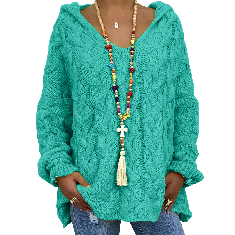 Liora | Kabelstickad hoodtröja